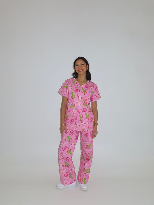 PINK RODEO SCRUB SET