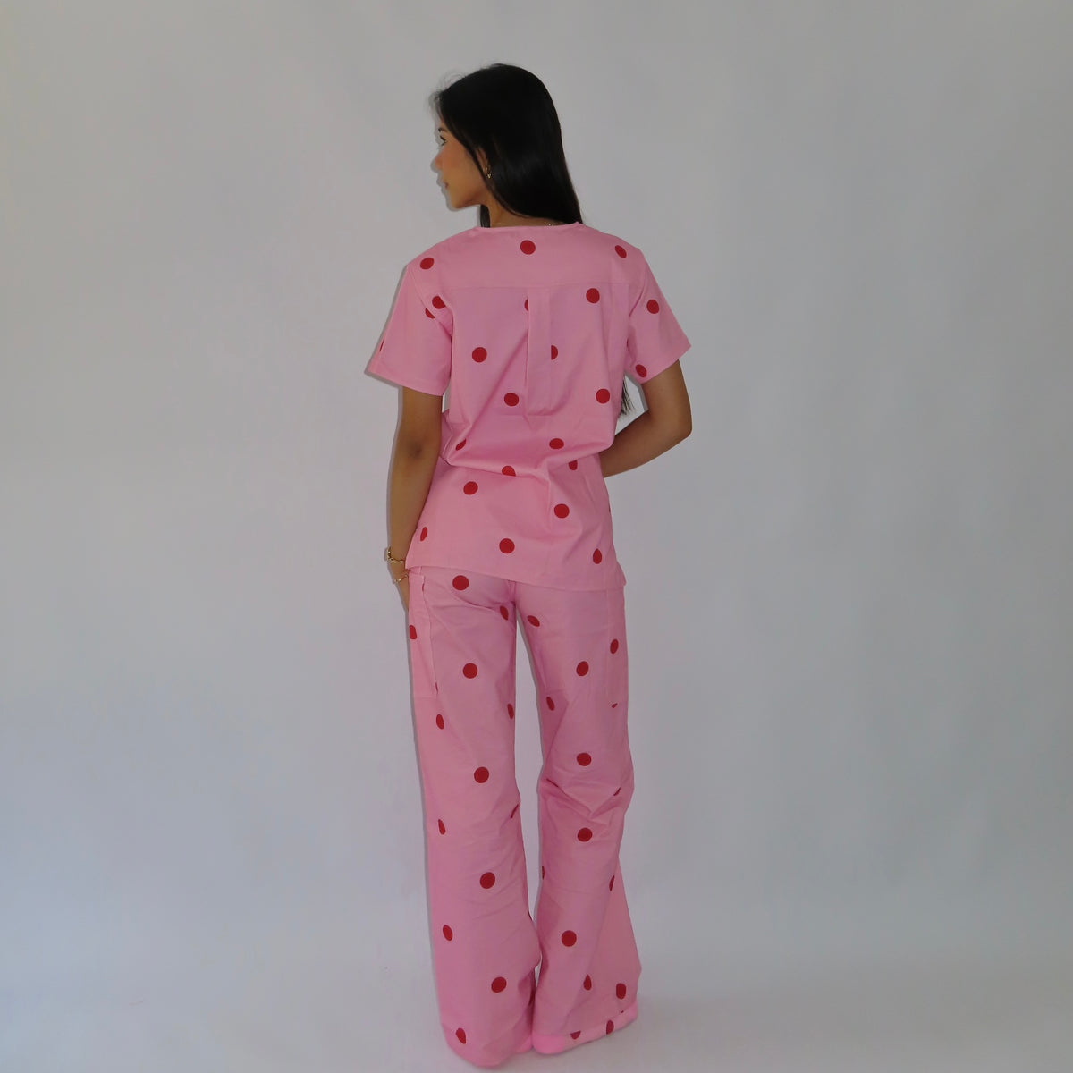 Pink Polka Dot Scrub Set