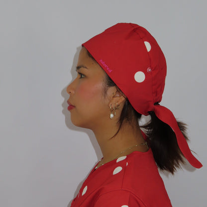 Red Polka Dot Scrub Cap