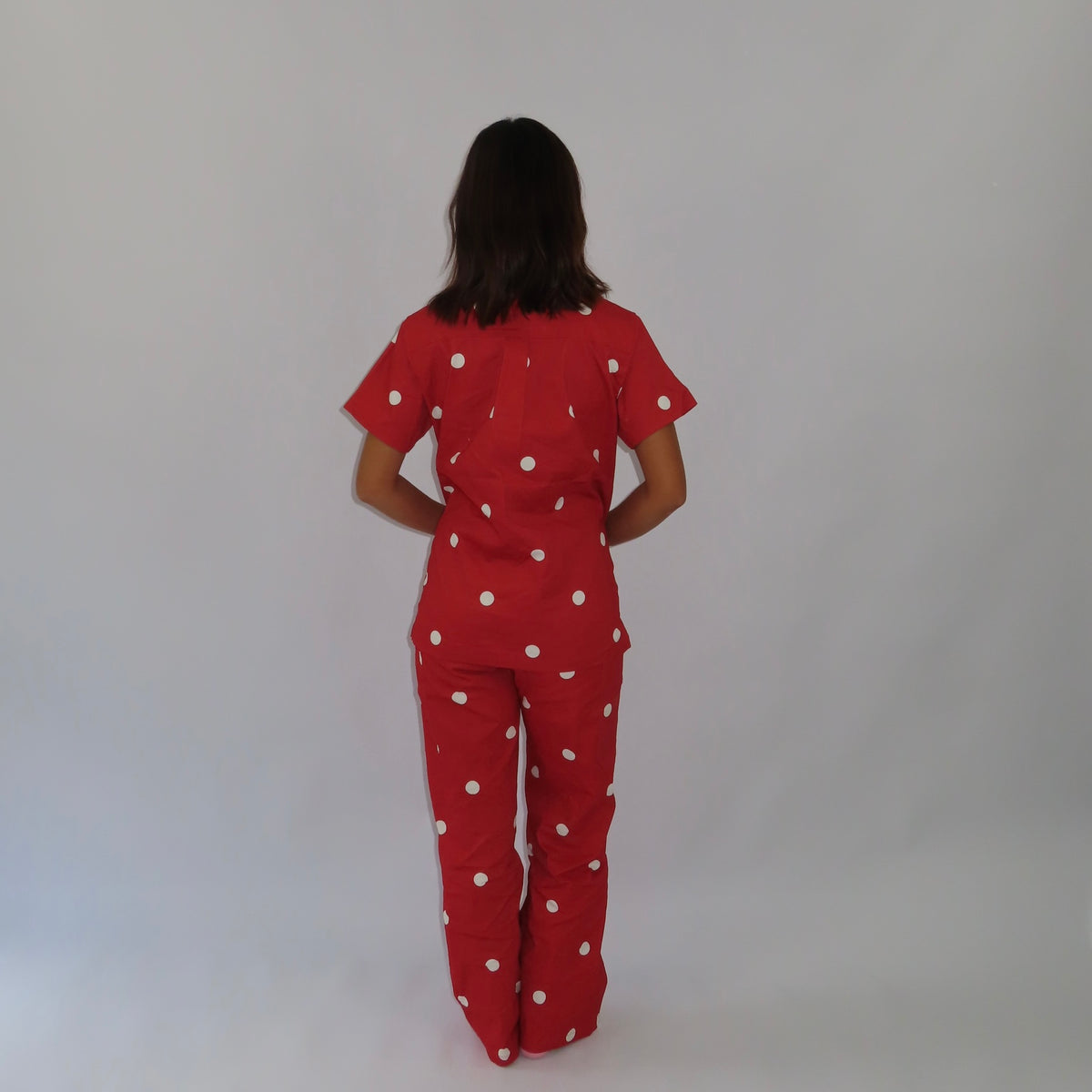 Red Polka Dot Scrub Set