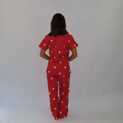 Red Polka Dot Scrub Set