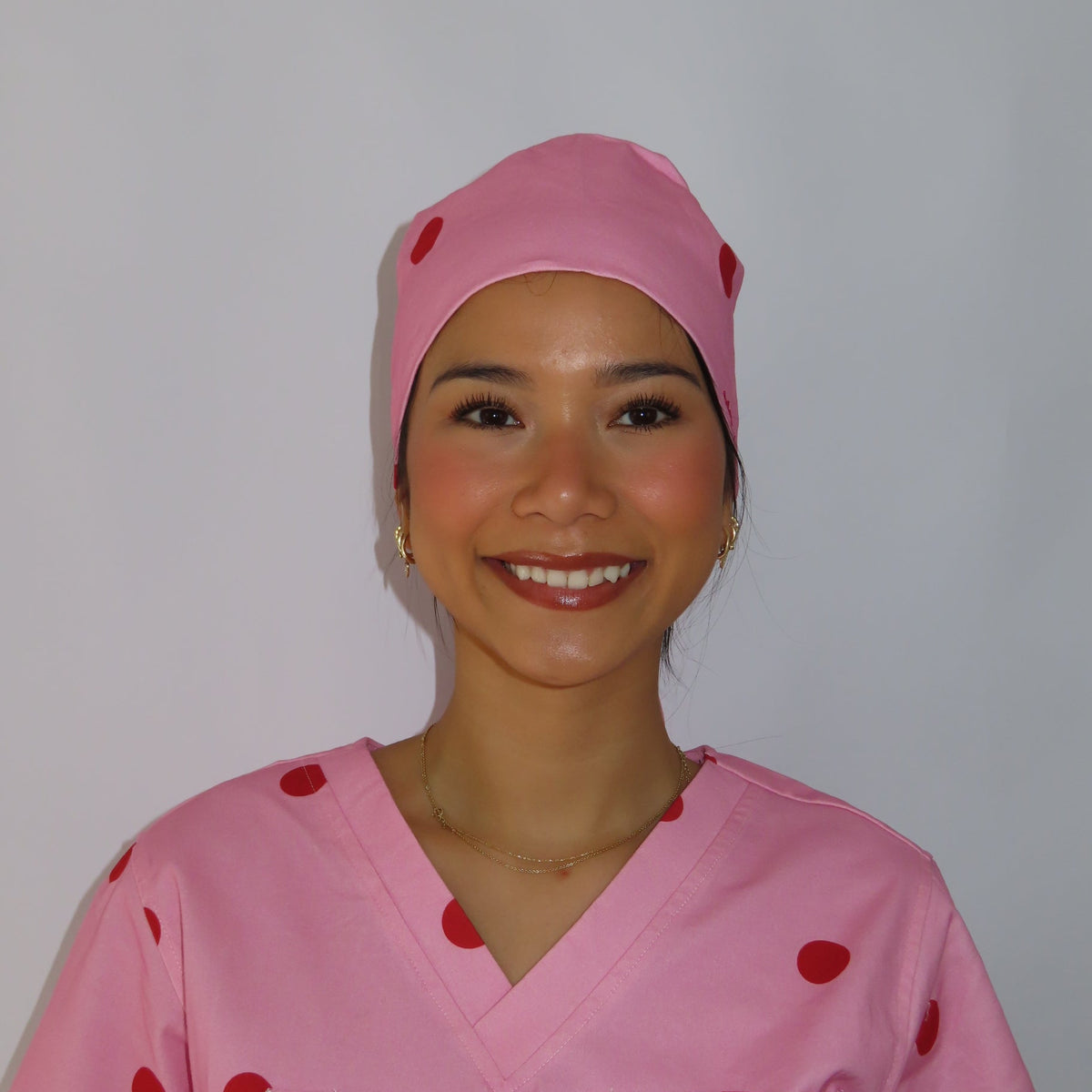 Pink Polka Dot Scrub Cap
