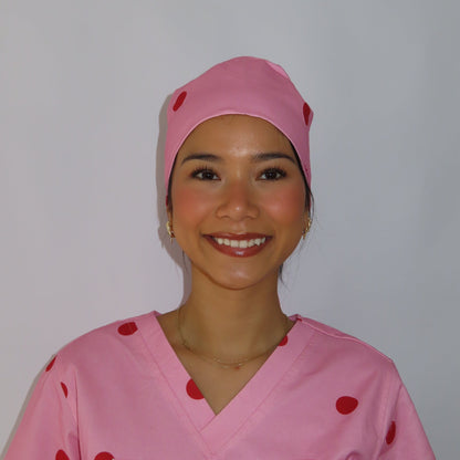 Pink Polka Dot Scrub Cap