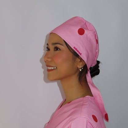 Pink Polka Dot Scrub Cap