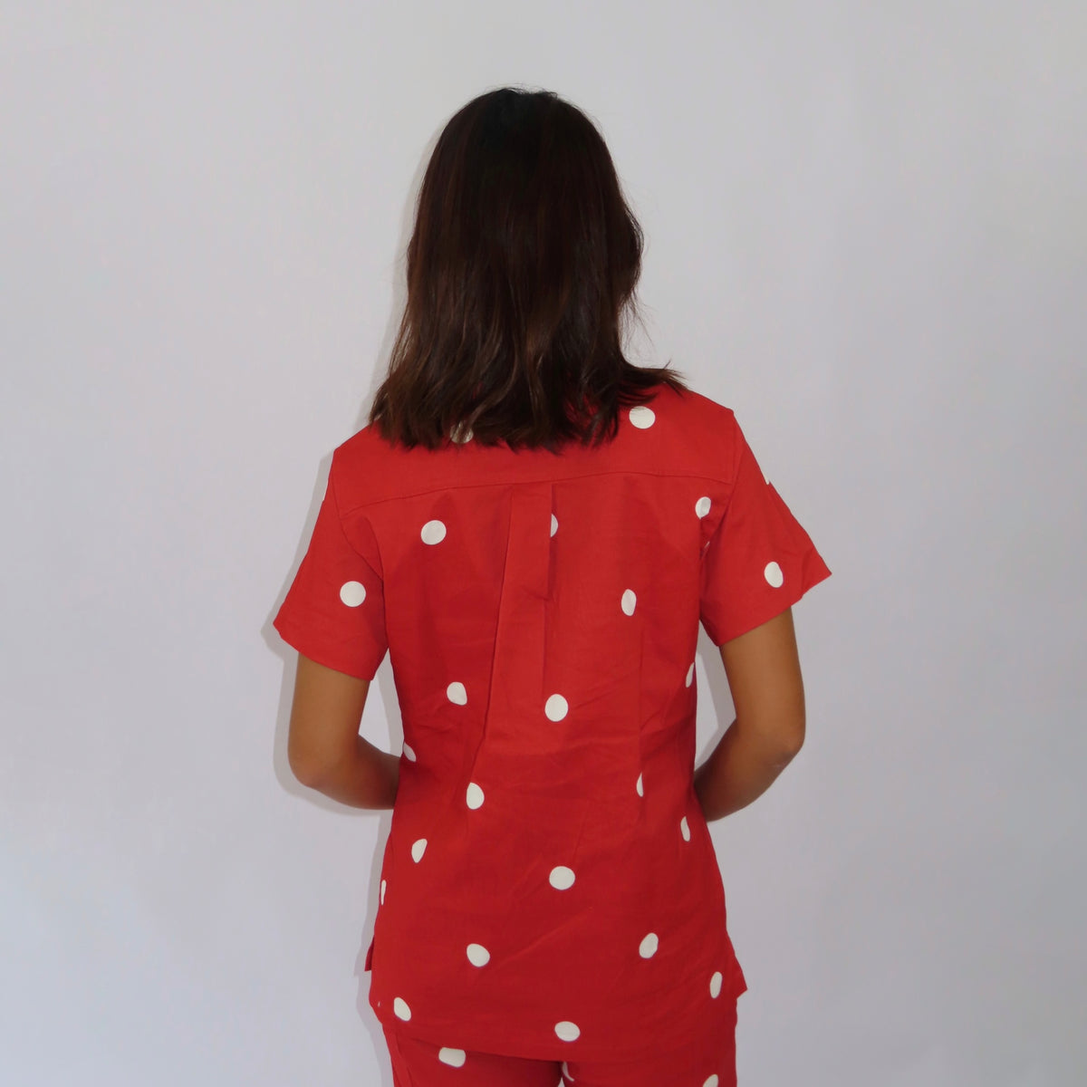 Red Polka Dot Scrub Top